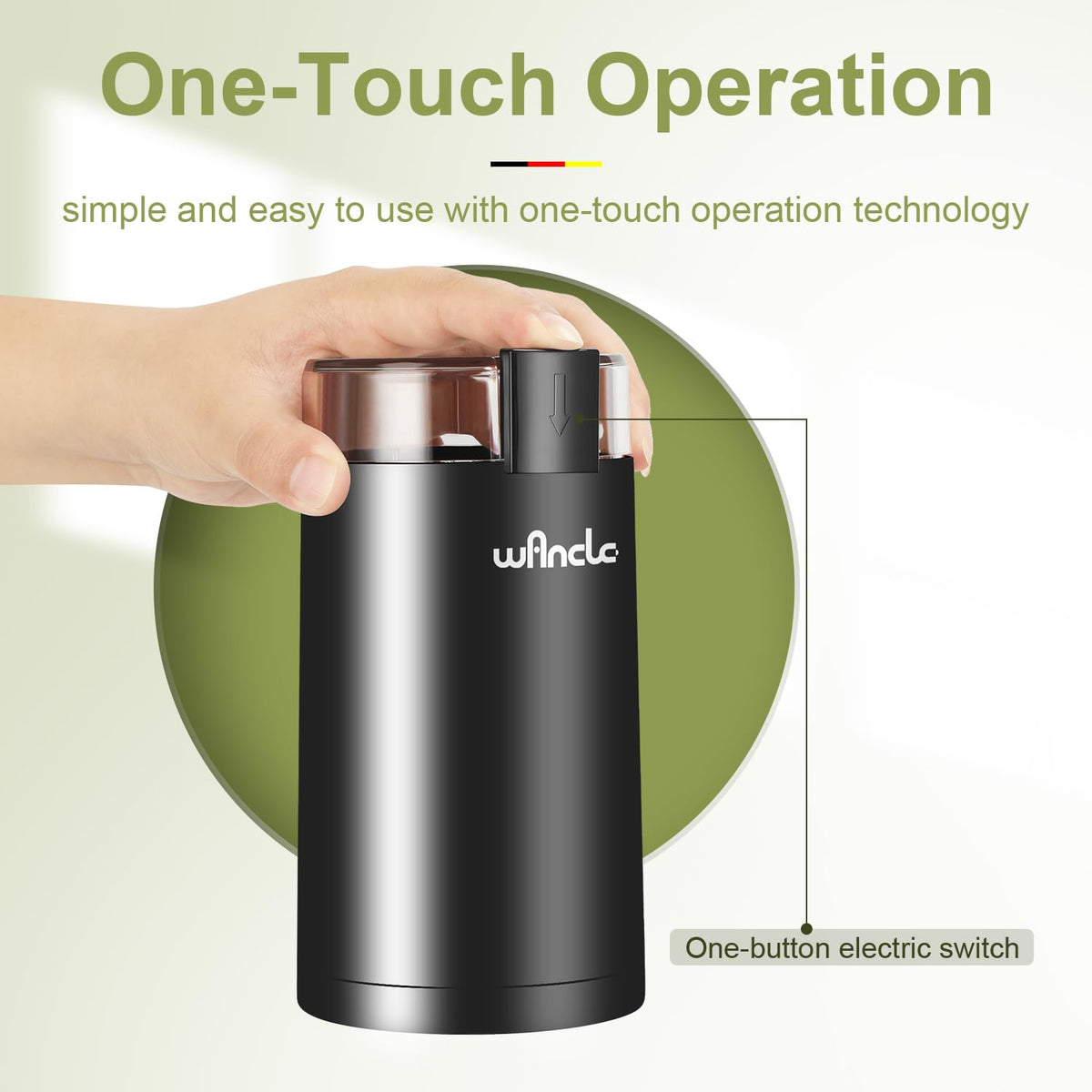 Wancle coffee grinder bean loading scene for easy setup