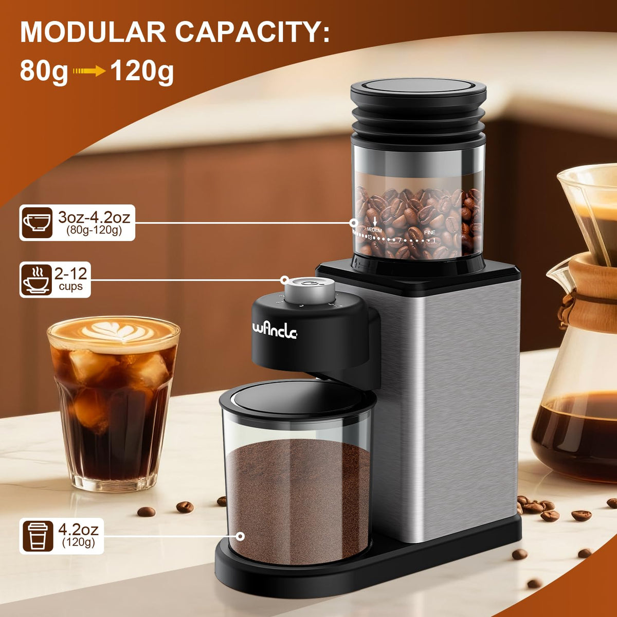 Wancle adjustable settings highlight versatility for espresso, drip, and French press