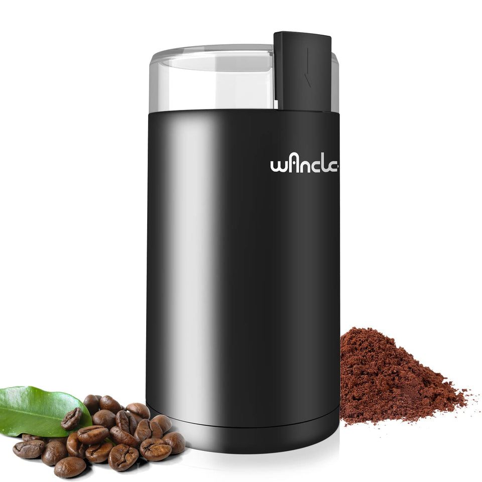 Wancle electric coffee grinder with lid view enables quick, controlled bean grinding