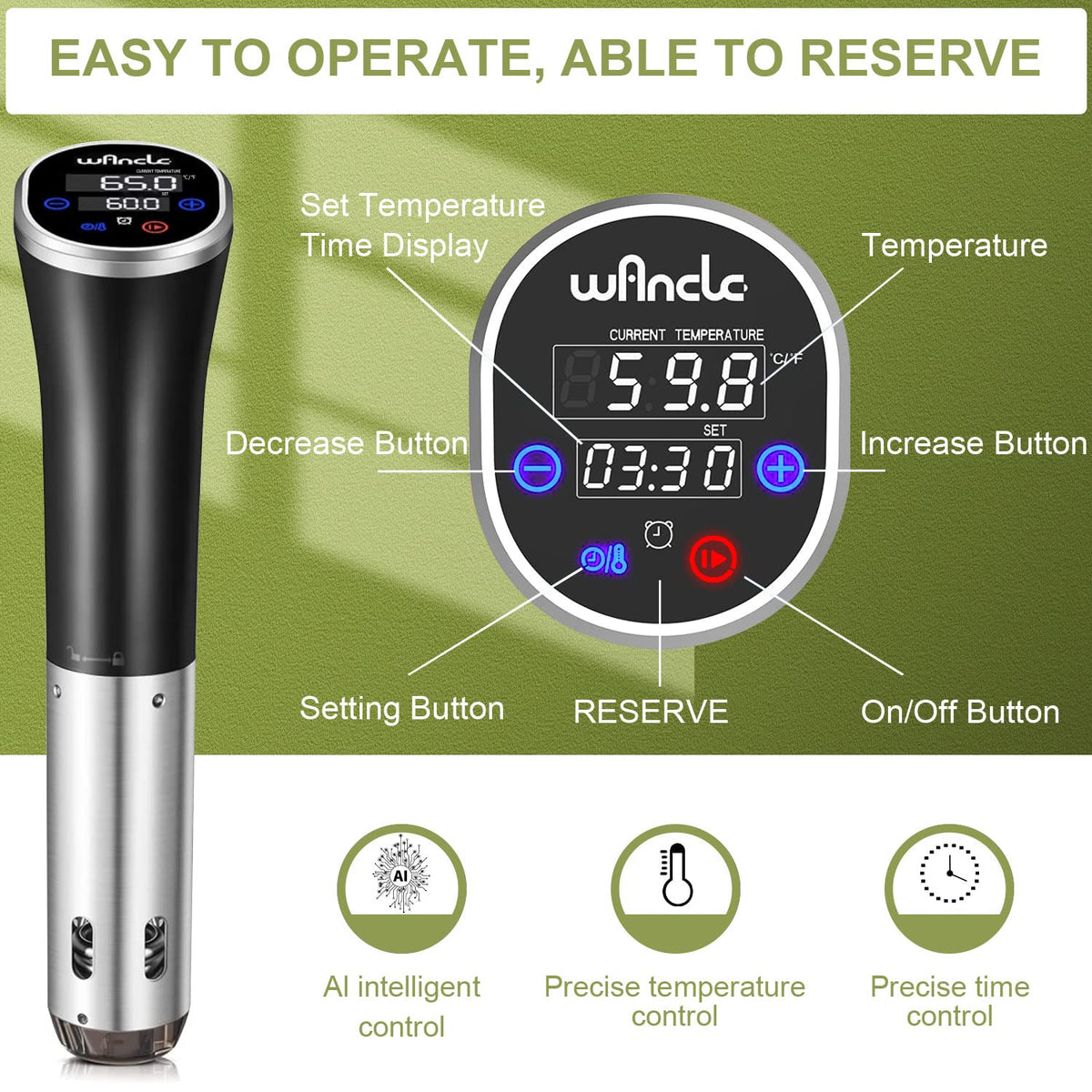Wancle sous vide cooker demonstrates precise temperature control for reliable results