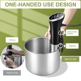 Wancle sous vide cooker shows the water bath in use for even cooking