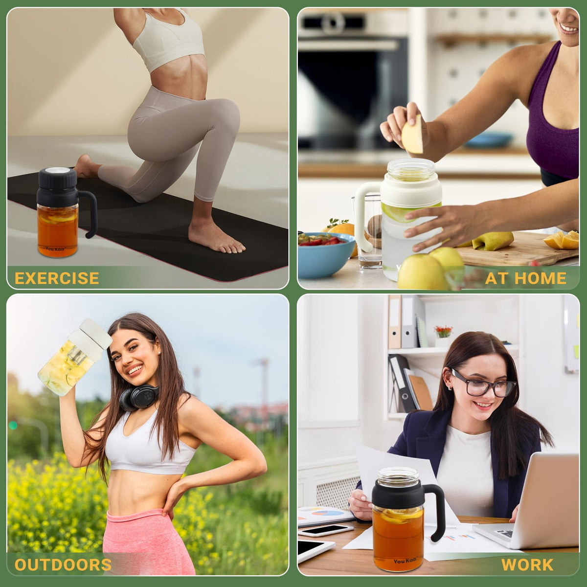 Ergonomic handle on Wangsdjy glass tea bottle for comfortable extended use.