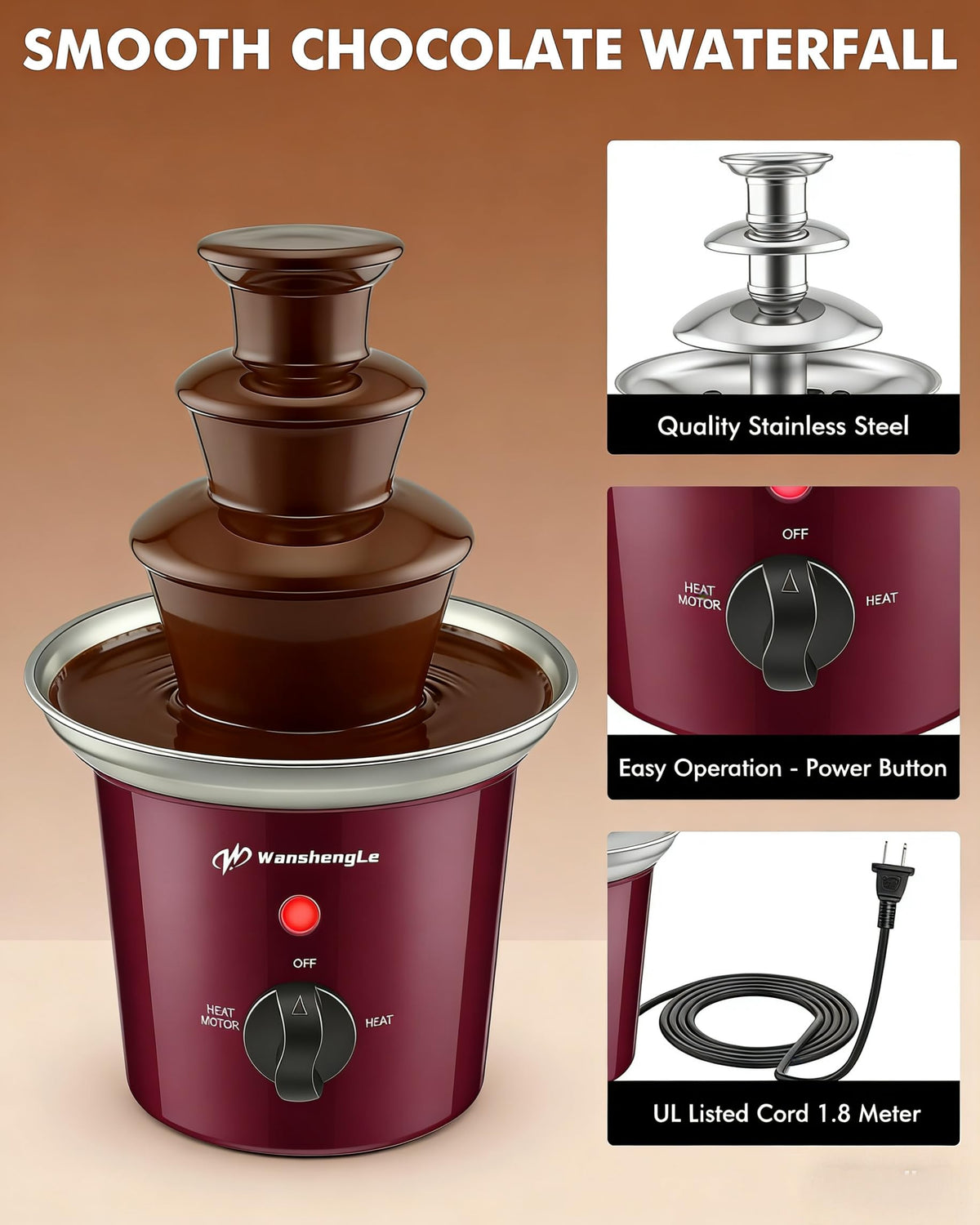 WangshengLe detachable base simplifies assembly and cleaning.