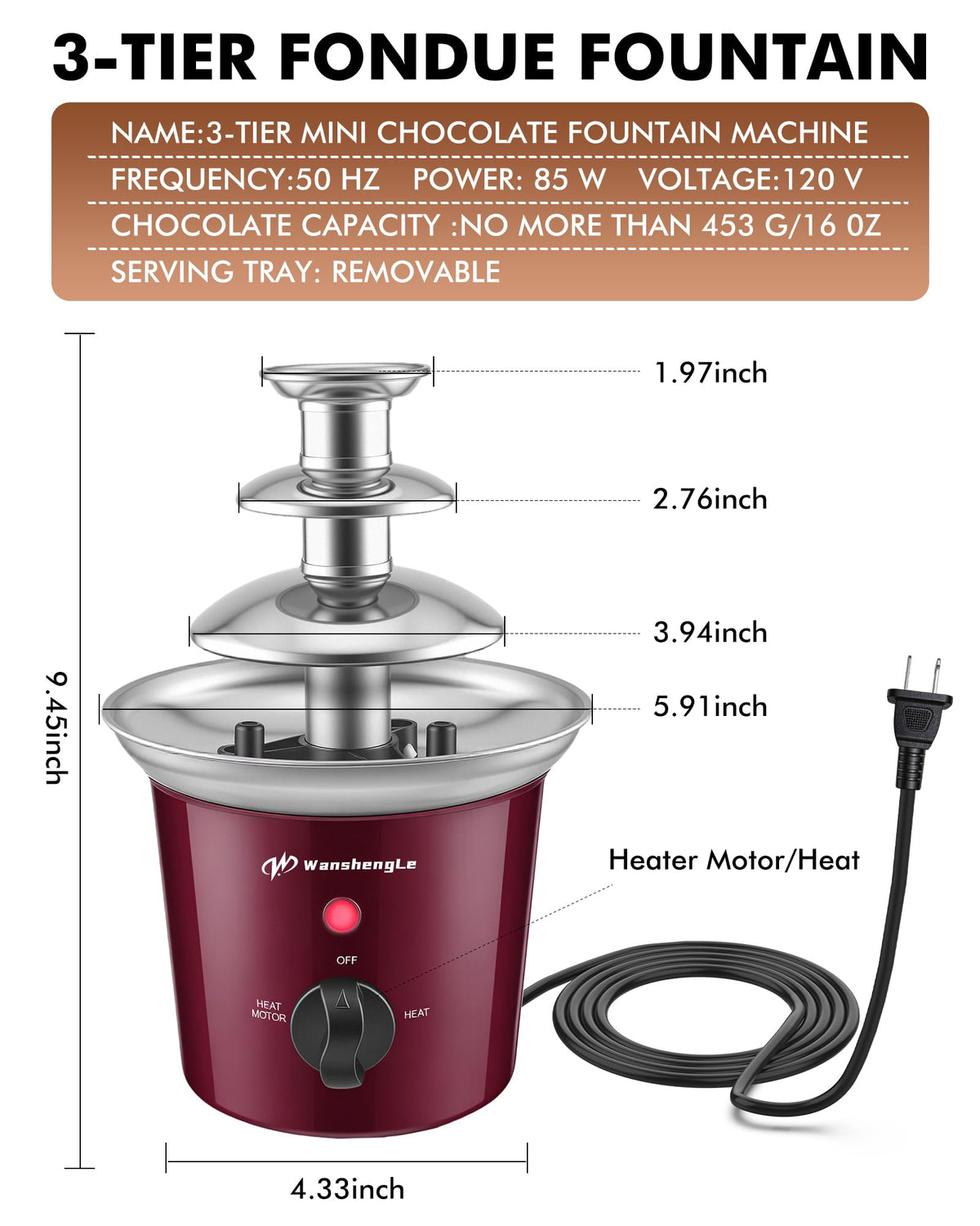 WangshengLe stainless steel tiers shine as chocolate cascades.