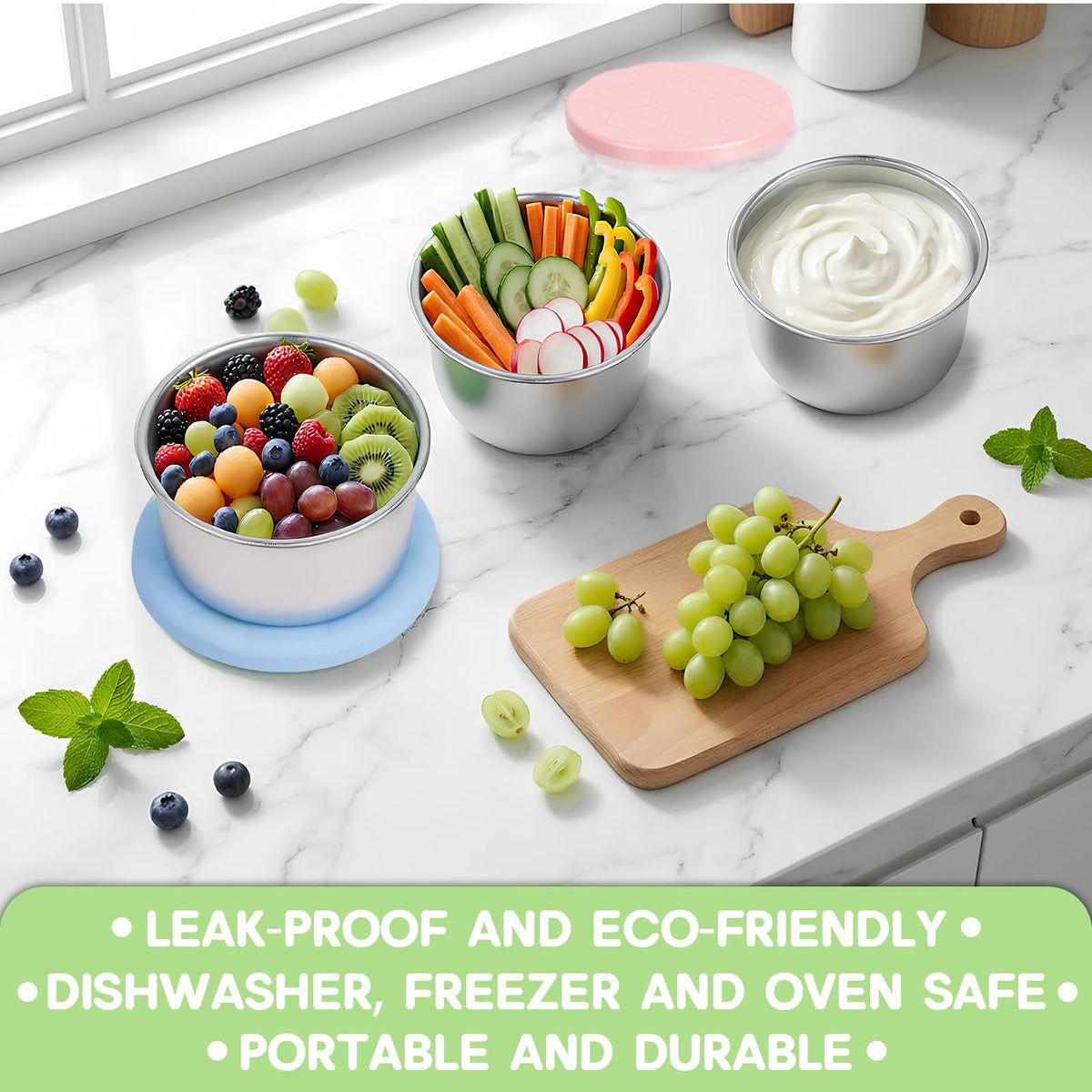WANHMIF dishwasher-safe snack containers for easy cleanup after meals.