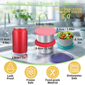 WANHMIF stainless steel snack containers with silicone lids, durable and recyclable.