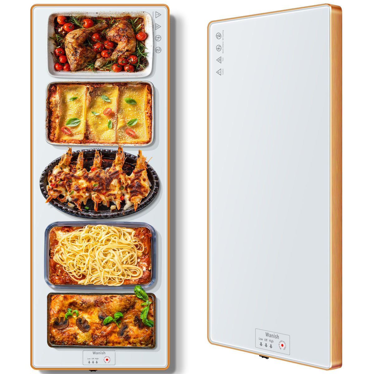 Wanish electric warming tray 40x12 keeps buffet dishes warm with full-surface heating