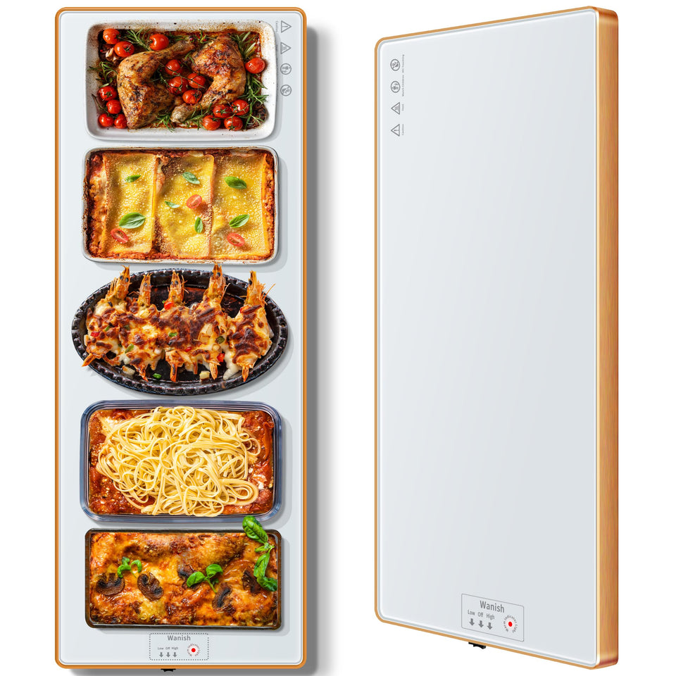 Wanish electric warming tray 40x12 keeps buffet dishes warm with full-surface heating