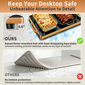 Wanish warming tray during party setup keeps multiple dishes warm for guests