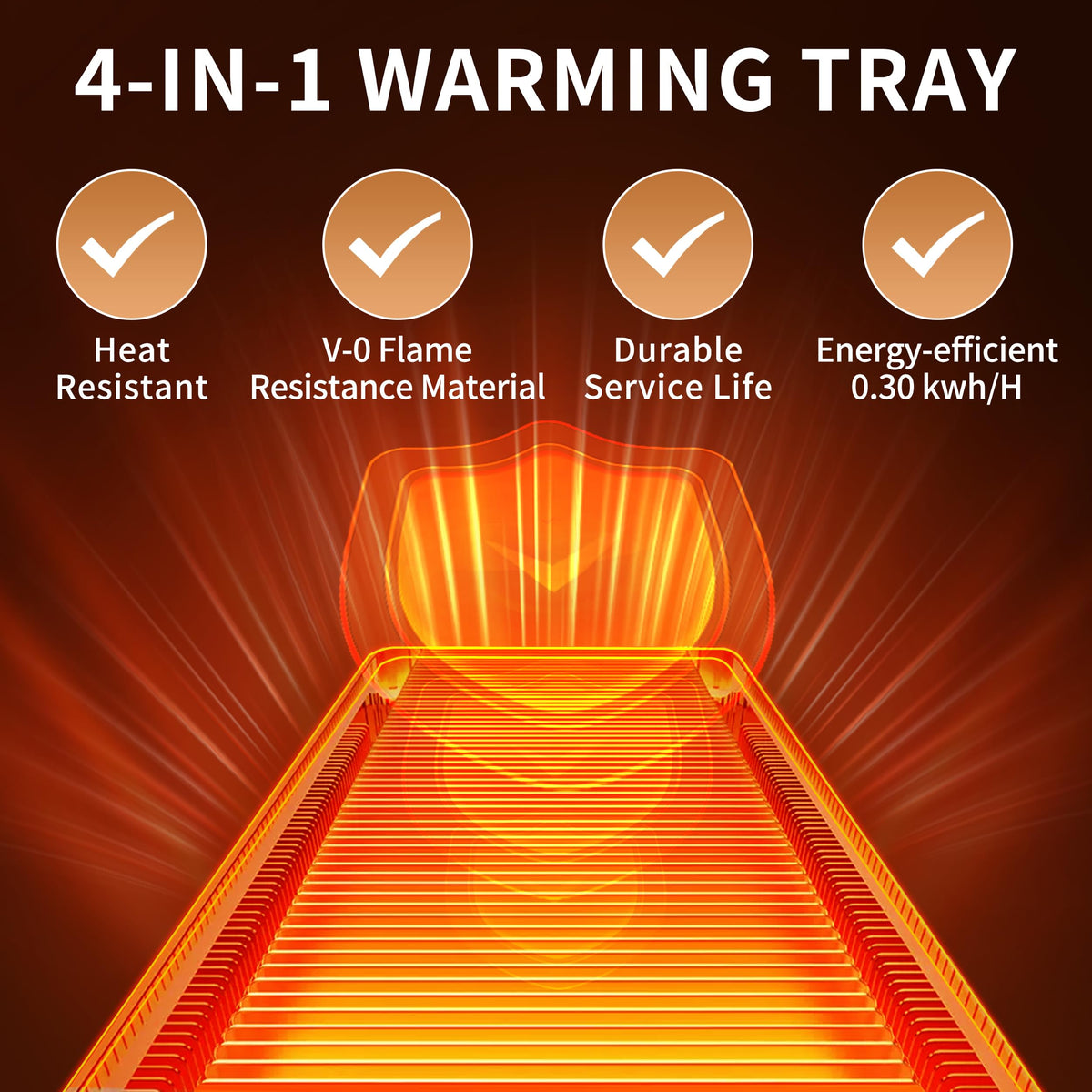 Wanish warming tray storage-friendly design supports flat or vertical storage.