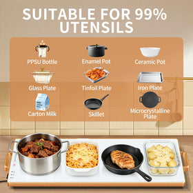 Wanish warming tray supports 3–4 dishes at once for quick party service.