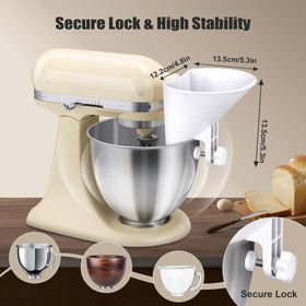 WANLISS flour funnel features a secure lock ensuring stable mixing without accidental spills during high-speed.