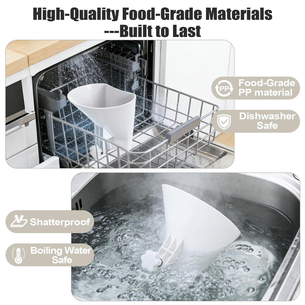 WANLISS flour funnel universal fit supports multiple stand mixers from KitchenAid to Cuisinart at home.