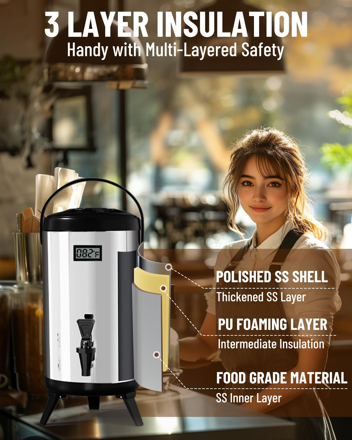 Grooved interior design aids smooth, spill-free dispensing