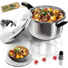 WantJoin pressure cooker front view in polished stainless steel for quick meals