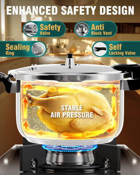 WantJoin pressure cooker interior showing steam release for even cooking