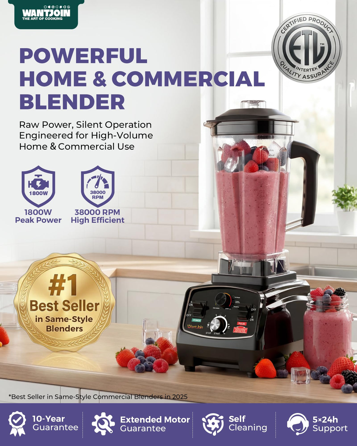 WantJoin blender with digital dial showing precise speed control for textures.