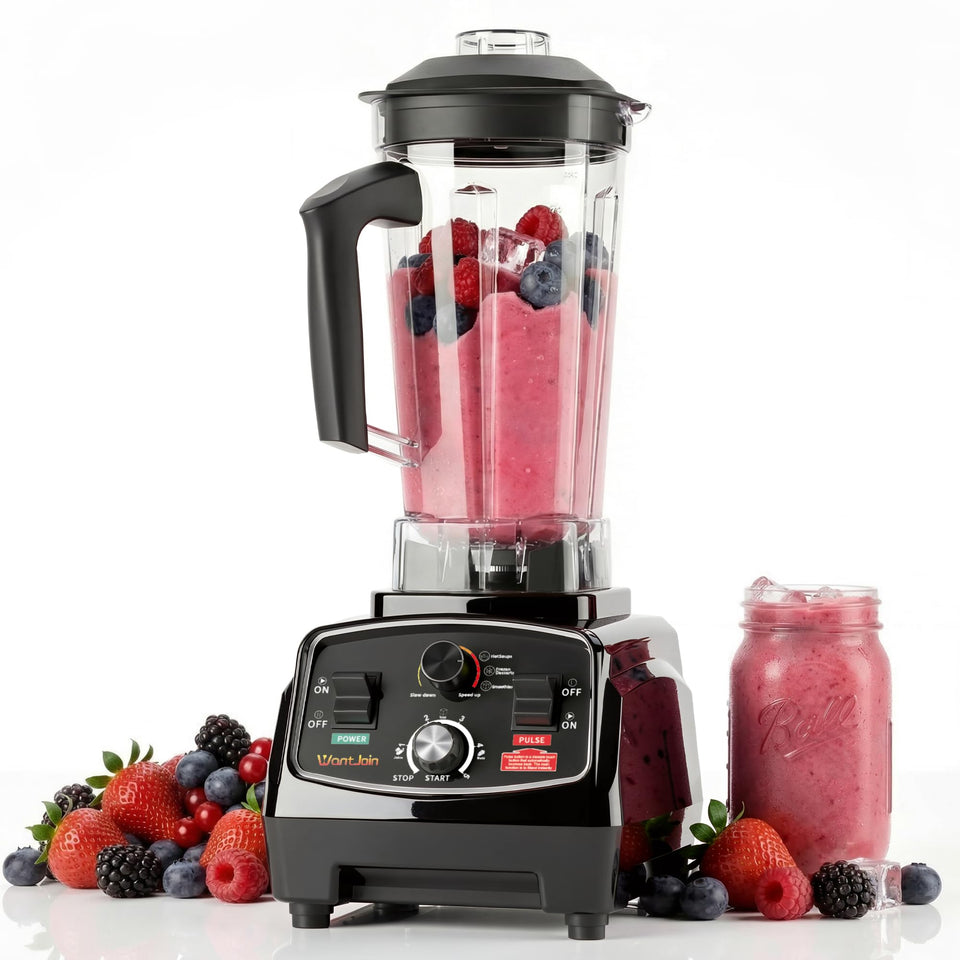 WantJoin professional blender front view, built for high-volume smoothies and sauces.