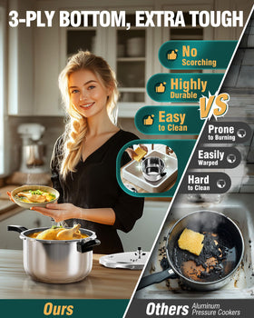 WantJoin stainless steel multi-layer base provides even heat distribution