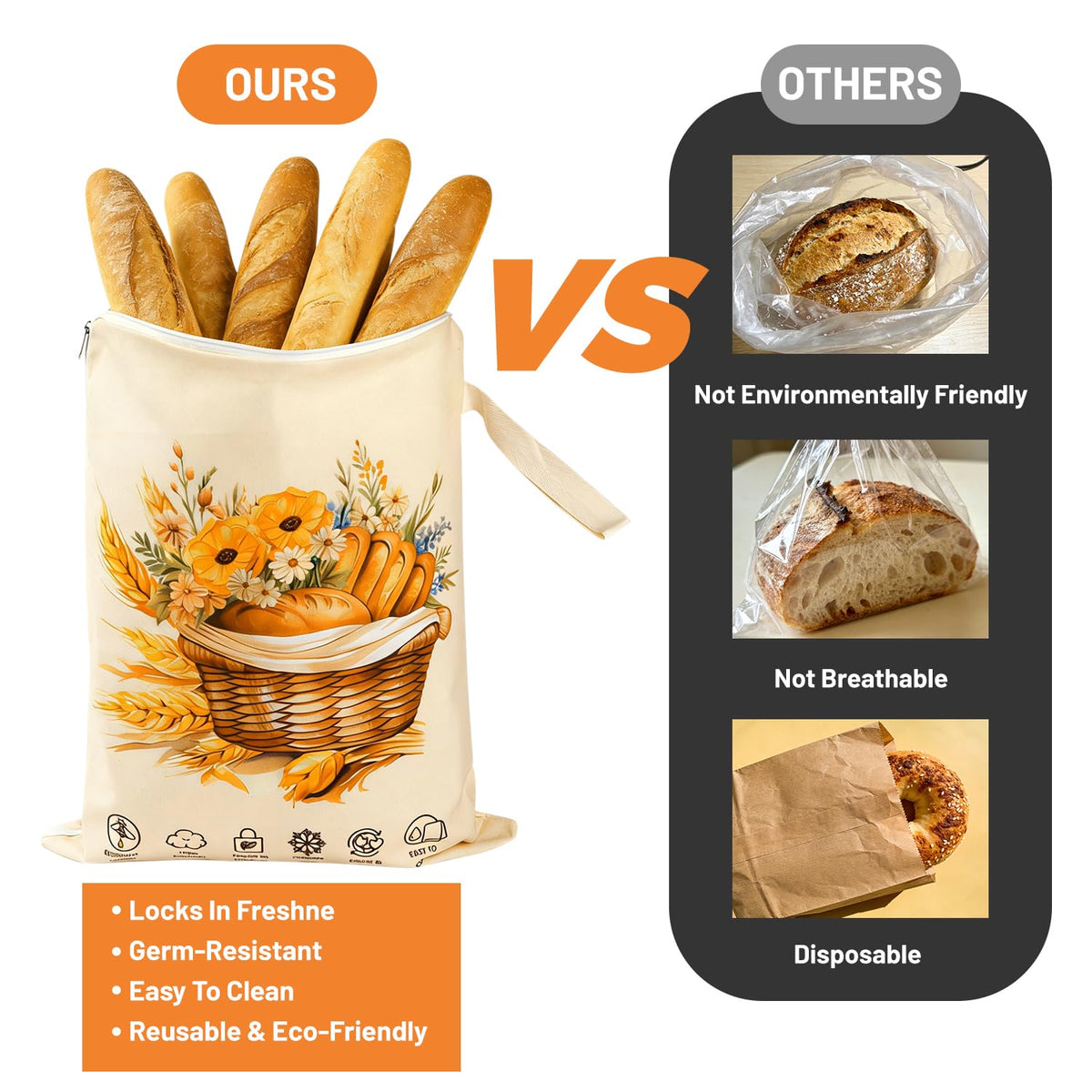 Wantocore bread bag multipurpose storage for bread and produce
