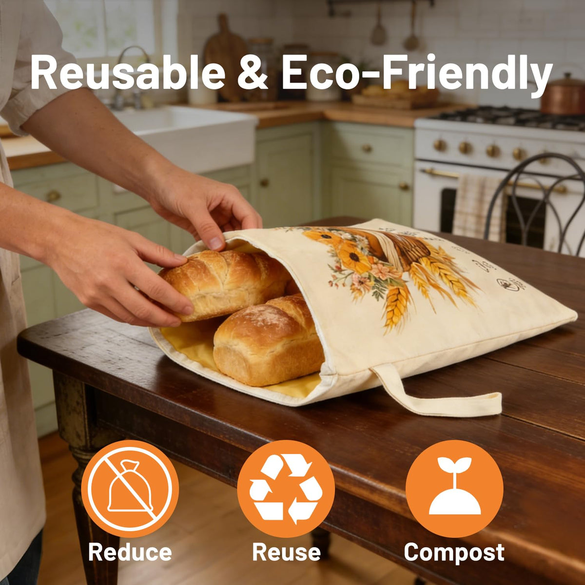 Wantocore bread bag XL size accommodates oversized loaves