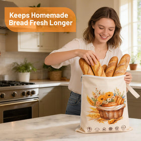 Wantocore bread bag zipper-opening for easy access to loaves