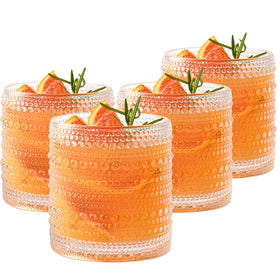 WANYISHUN hobnail glasses 4pc set with 15oz capacity for water and cocktails.