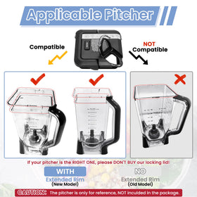 WARDFYT newer square top lid with extended rim for Ninja 72 oz pitchers