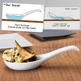 Wareland 7-inch long-handle spoon with hook design eases lifting from bowls.