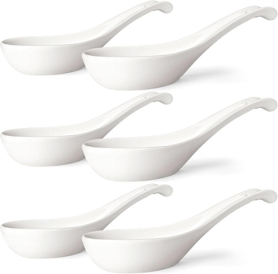 Wareland flat-bottom ceramic spoon provides stable dining and mess-free scooping.