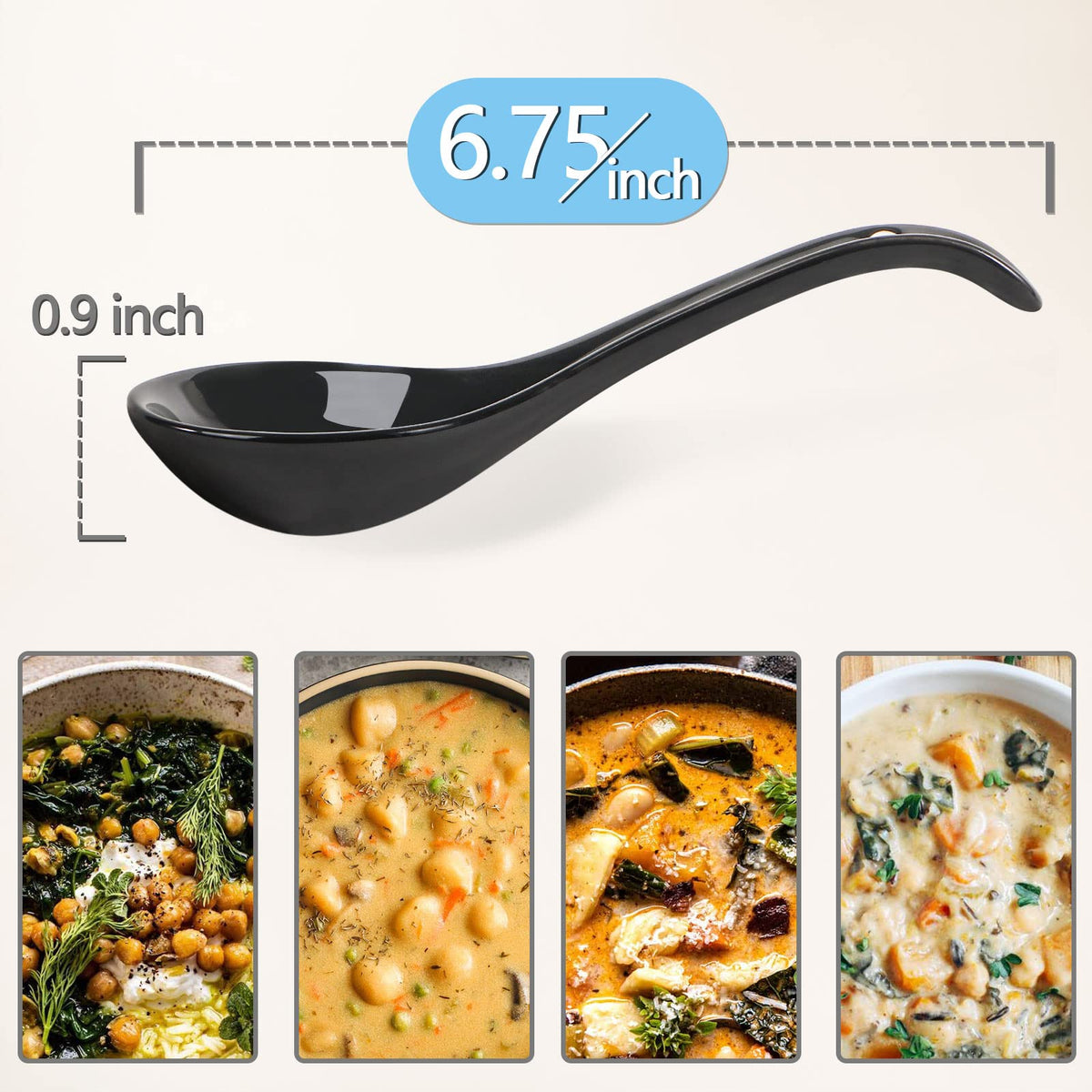 Wareland spoon in ramen bowl demonstrating comfortable grip and easy sipping
