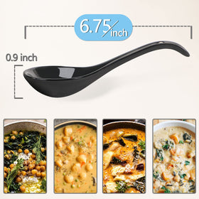 Wareland spoon in ramen bowl demonstrating comfortable grip and easy sipping