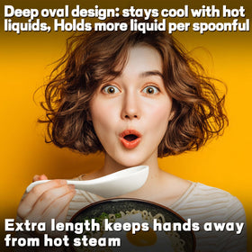 Wareland deep-oval spoon with generous capacity for ramen, pho, and more.