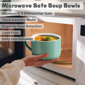 Wareland lid provides microwave safe reheating guidelines.