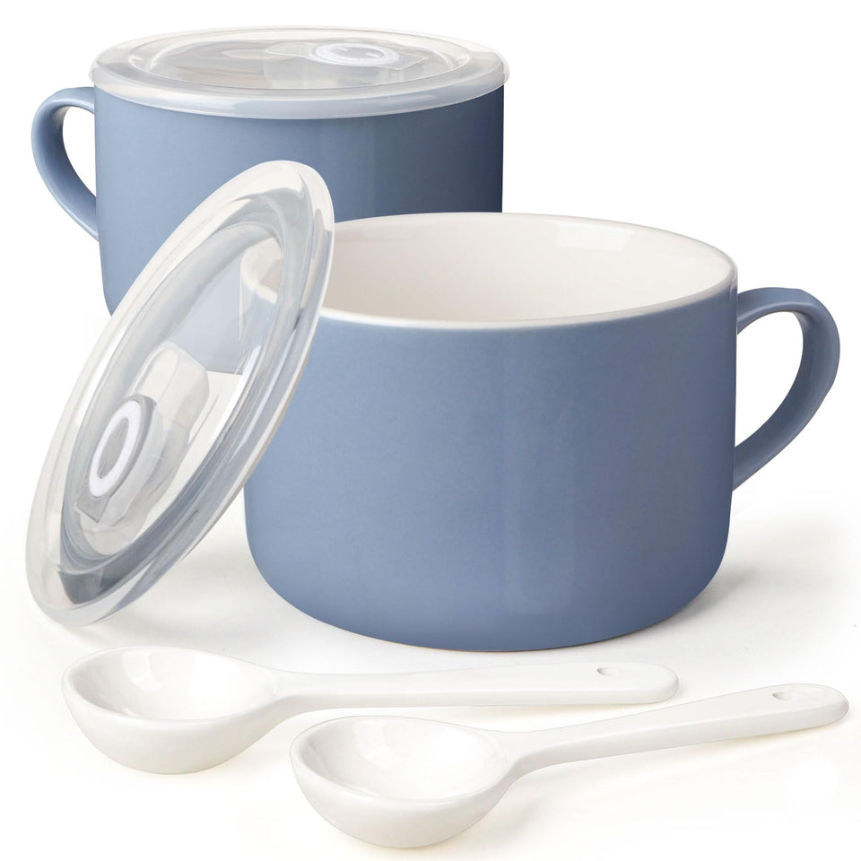 Wareland soup bowls with handles for easy serving.