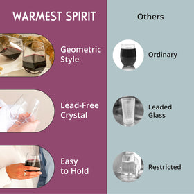 Warmest Spirit hexagon stemless wine glass highlights the diamond edge detail for refined tasting.