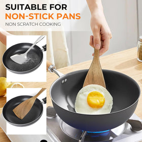 Warmkey acacia spatula set 3 eco-friendly wood ideal for healthy cooking.