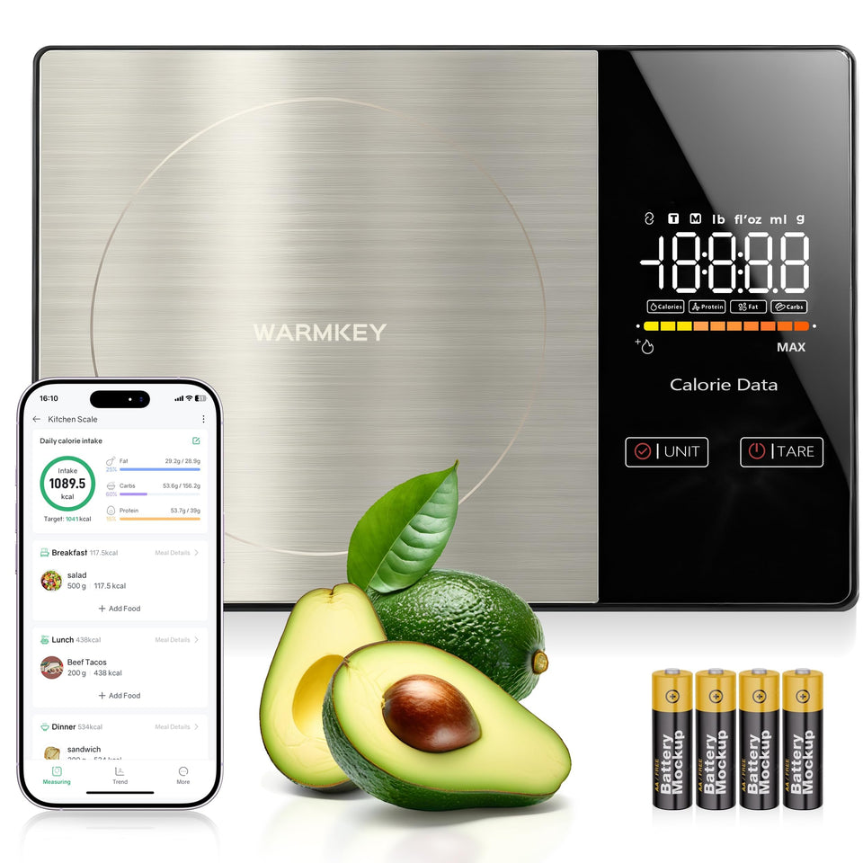 WARMKEY smart nutrition scale with LED display for precise measurements in any lighting