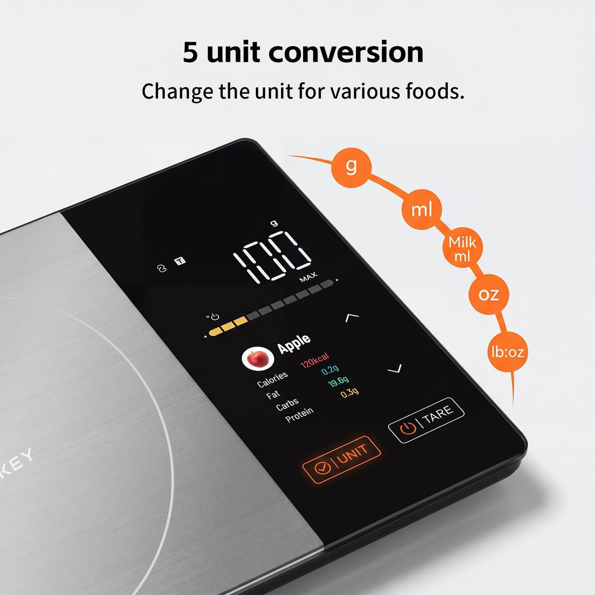 Warmkey dual-screen convenience reduces bending while logging meals.