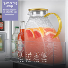 Hammered-pattern WARMSIMPLE carafe adds vintage charm to serving beverages.