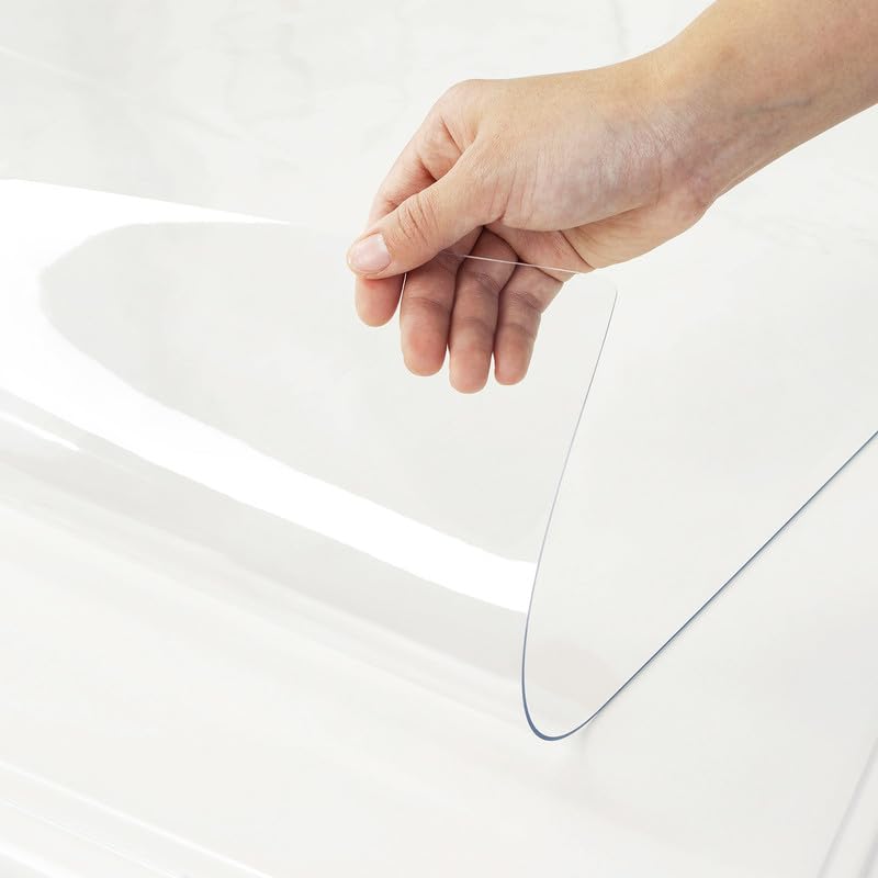 Warmstar clear table cover 36x60 edge closeup shows smooth surface and protection