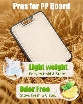 Washour cutting board with built-in handle for easy transport.