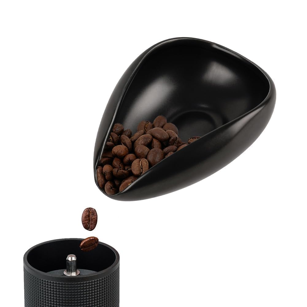 watchget ceramic coffee dosing cup on scale for precise beans measurement