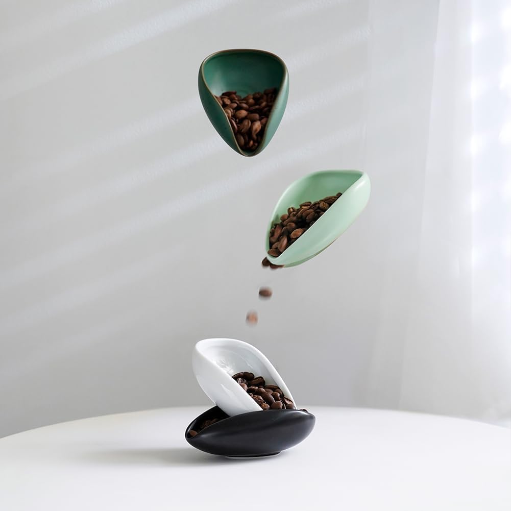 watchget coffee beans displayed in a ceramic tray for cupping