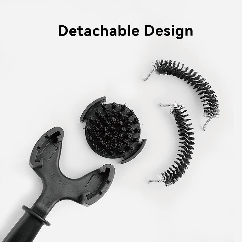 Watchget brush in use on an espresso machine grouphead