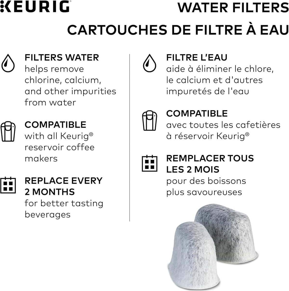 Water flow through Keurig filter yields cleaner-tasting beverages.