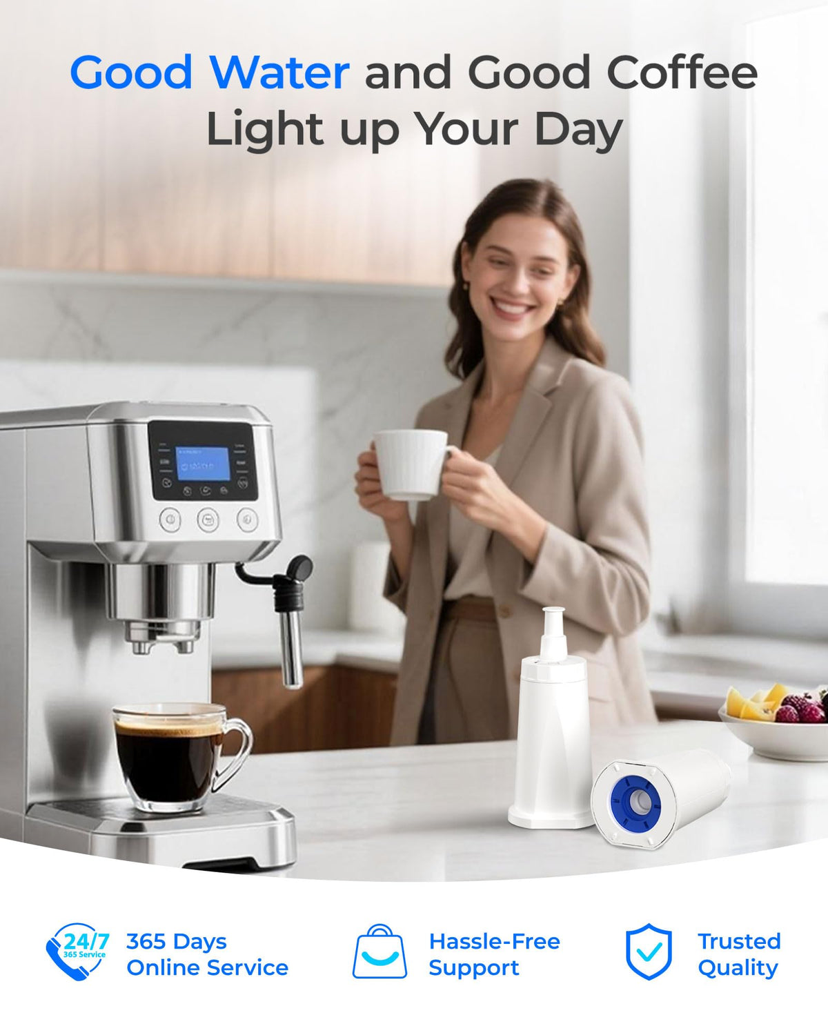Waterdrop BES008 ready-to-install filter on Breville machines for fresher coffee