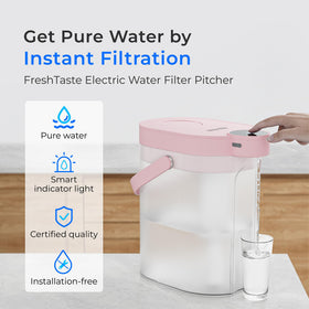Waterdrop ED06P electric pitcher side view highlighting compact countertop design