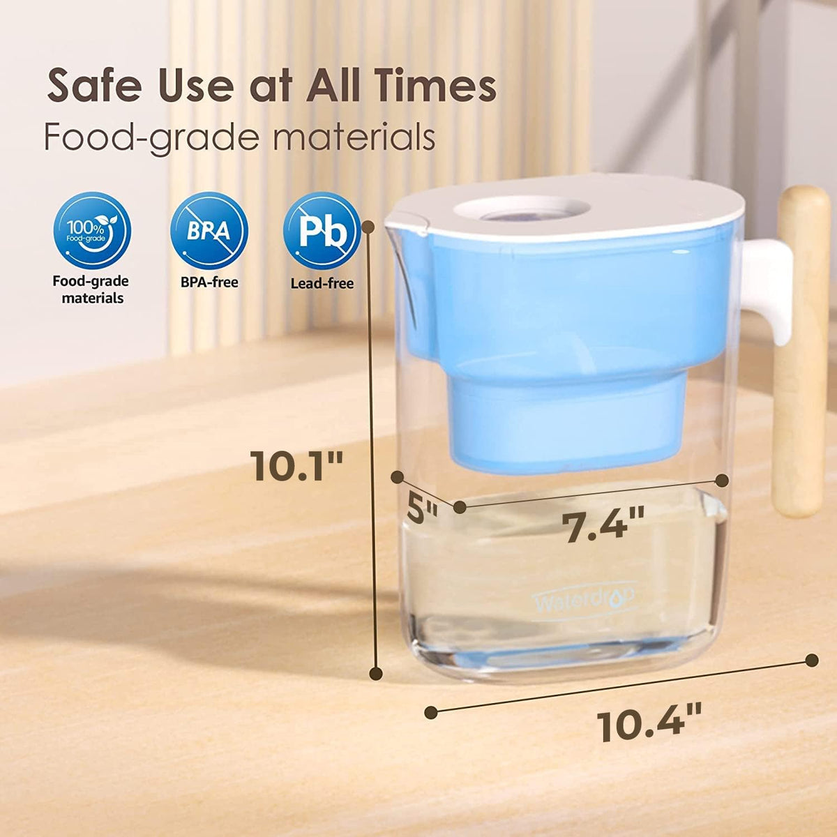 Waterdrop long-life filter lasts up to 200 gallons, reducing replacements.