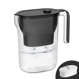 Waterdrop PT-05BL-L pitcher side view shows compact countertop design for daily hydration.